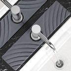 SpaceHacks Stone Faucet Mat for Kitchen Sink - Fast Drying Diatomite Stone Drying Mat, Textured Drainage Sink Protector, Water Splash Guard with Base Pads for Bathroom Counter (15.7x4 in, Dark Gray)