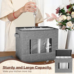 Uiifan 4 Pcs Champagne Flute Storage Box with Dividers 12 Compartment Stemware Storage Cases China Container Box with Lid, Handles, PVC Window for Moving, Gray