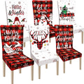 Ganeen 6 Pcs Christmas Chair Covers Merry Christmas Chair Back Cover Stretch Christmas Seat Cover Washable Xmas Dining Chair Protector Slipcover for Dining Room Kitchen Holiday Party (Cute Style)