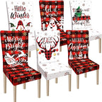 Ganeen 6 Pcs Christmas Chair Covers Merry Christmas Chair Back Cover Stretch Christmas Seat Cover Washable Xmas Dining Chair Protector Slipcover for Dining Room Kitchen Holiday Party (Cute Style)