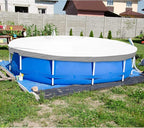 ECOOPTS 7 ft Waterproof Round Polyester Pool Cover for Above Ground Pools, Swimming Pool Cover Protector Winter Safety Cover (Light Grey)