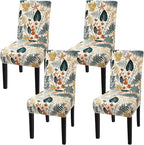 Fuloon Dining Chair Slipcover, Stretch Parson Chair Protector for Home | Printed Cluster Leaves, Set of 4, Super Fit, Washable, Suits for Hotel, Dining Room, Ceremony, Banquet Party