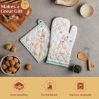 Maison d' Hermine Pot Holders 100% Cotton Potholders (8" x 8", Pack of 2) | Heat Resistant Hot Pads with Loop BBQ Cooking Baking Farmhouse Kitchen Handling Hot Pans Spring Summer - Easter Dew