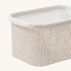 La Jolie Maison Blended Fabric Storage Baskets Set of 2, Rectangle Knitted Baskets for Organizing, Boho Decorative Baskets, Durable Finish, Oatmeal