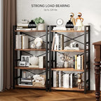 Bookshelf, 4 Tier Small Bookcase, Organizers and Storage, Metal Small Bookcase, Rustic Book Shelf Organization and Storage for Living Room, Bedroom, and Home Office(Rustic Brown)