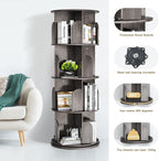 Rotating Bookshelf, Rotating Bookshelf Tower for Small Space, 360 Display 4 Tier Floor Standing Storage Rack, Wood Narrow Book Shelf for Bedroom, Living Room