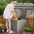 30 Gallon Outdoor Storage Deck Box Waterproof,Garden Tool,Backyard Cushion,Poolside Storage,Small Delivery Boxes for Outside,Lockable Lid,Rattan Grey