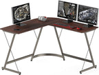 SHW L-Shaped Computer Gaming Desk, Walnut
