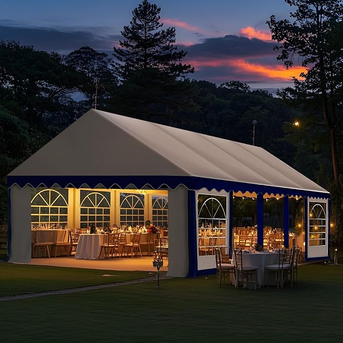 MFSTUDIO 13'x26' Party Tent, Outdoor Heavy Duty Party Tents with Removable Sidewalls, Large Canopy Tent Shelter for Outdoor Events Wedding Birthday, Blue