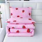 SDY 3PCS Full Size Strawberry Comforter Set, Girls Full Size Comforter Sets, Strawberry Bedroom Decor Cute Comforter Set, Kawaii Bedding Set Pink Comforter for Kids, Children, Teen…