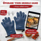 KITCHEN PERFECTION XL Silicone Griddle Gloves - Heat Resistant Oven Mitts | Waterproof, 5-Finger Design For A Better Grip, Best Griddle Grilling Accessories, Compatible with Blackstone, Weber & More