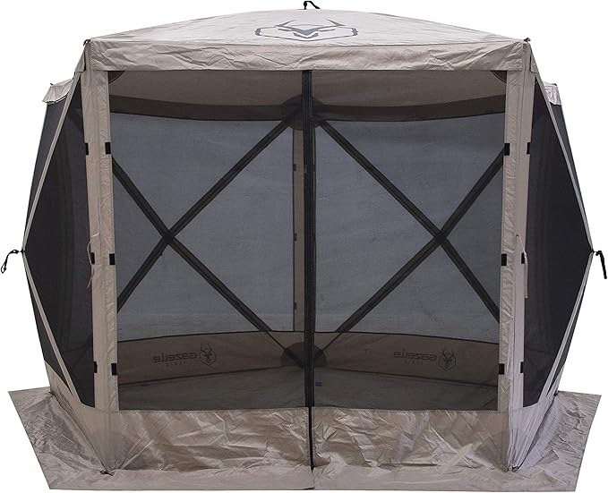 Gazelle Tents™, G5 5-Sided Portable Gazebo, Easy Pop-Up Hub Screen Tent, Waterproof, UV Resistant, 4-Person & Table, Desert Sand, 85" x 115" x 106", GG501DS