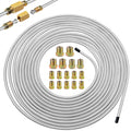 Eoppen 3/16inch x 25 ft Brake Line Tubing Kit Flexible Zinc Coated Alloy Brake Line Tubing Coil with 16 Inverted Flare Fittings