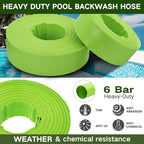 Eastrans 1-1/2'' x 100 FT Pool Backwash Hose with 2 Hose Clamps,Extra Heavy Duty Discharge Hose,Drain Hose for Swimming Pool,Super wear-resistant,weather blast,green