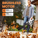 20V Cordless Brushless Leaf Blower for Lawn Care, 580-CFM 160-MPH 4.0Ah Battery Powered with Variable Speed, Handheld, Including Battery&Fast Charger.