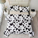 SDY 3 Pieces Milk Cow Print Stuff Bedding Comforter Set with 2 Pillowcases for Kids Teens Girls Women, Microfiber, Easy Wash, Light Breathable Cozy White Base Cute Milk Cow Pattern, Twin Size
