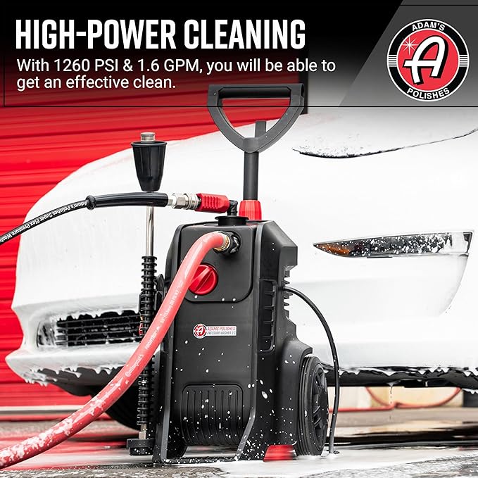 Adam's Pressure Washer 3.0 (Complete Kit) - Powerful Car Washing Pressure Sprayer, Includes Snub Nose with Swivel, Extension Wand, Premium Foam Cannon & 16oz Mega Foam Shampoo| 1260 PSI & 1.6 GPM