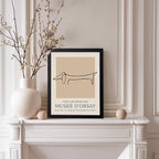 Poster Master Vintage Poster - Retro Minimalist Print - Gift for Artist, Housewarming - Dachshund Dog, Line Drawing, Abstract - Wall Decor for Living Room, Bedroom, 8x10 Black Framed