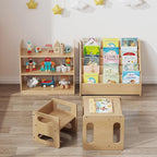 Front-Facing Montessori Bookshelf,5 Tier Book Display Shelf for Toddler,Kids Storage Magazine Rack,Solid Wood Bookcase Organizer,Perfect for Playroom,Bedroom,Study Living Room,Nursery,Classroom