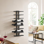 Hoctieon 3-Set 8 Tier Wall Mount Wine Rack (24 Tiers), Wall Racks for Wine Bottles Display and Storage, Hanging Bottle Organizer for Living Room, Dining Room, Wine Cellar, Bar, Black