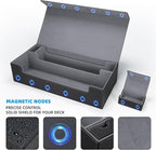 AFIING MTG Deck Box 6 In1 with MTG Playma,Premium Card Storage Box with 5 Pcs MTG Deck Box Holds 2400+ Trading Cards, Large TCG Card Deck Case for Magic Yugioh Sports Cards (Black&Grye)