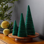 Your Heart's Content Emerald Velvet Trees Set of 3, Elegant Winter Mantel Decor, Valentine Tabletop, Classic Winter Wedding Centerpiece, Cozy Farmhouse (Emerald)