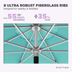Midtown Umbrellas Push Pop Sunbrella Umbrella 8 Feet Outdoor Umbrella in Aruba Fabric - Patio Umbrella, Backyard Umbrella, Garden Umbrella, Picnic Table Umbrella & Pool Umbrella - Black Pole