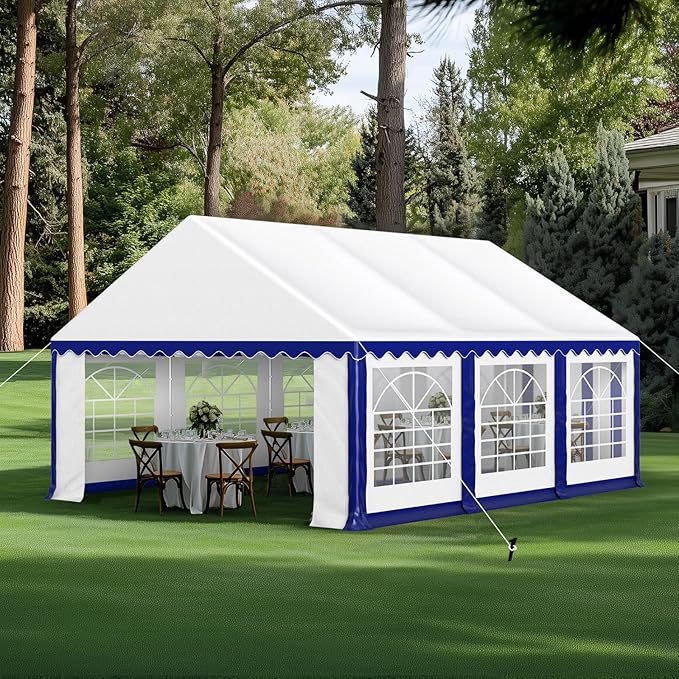 GREEN PARTY 13x26FT Party Tent Heavy Duty, Large Wedding Event Shelters with 3 Carry Bags & Removable Sidewalls, Outdoor Canopy Gazebo Commercial Tent for Carport Camping Garden Patio