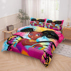 Tailor Shop Fantasy Black Girl Comforter Set Rainbow Butterfly Twin Size Bedding Sets for Girls Kids Kawaii Magic African American Black Girl Bedding Set with 1 Pillowcase Girls Room Decor