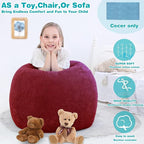 Stuffed Animal Storage Bean Bag Chair Cover (No Beans) for Kids and Adults.Soft Premium Corduroy Stuffable Beanbag for Organizing Children Plush Toys or Memory Foam Small 100L (WineRed)