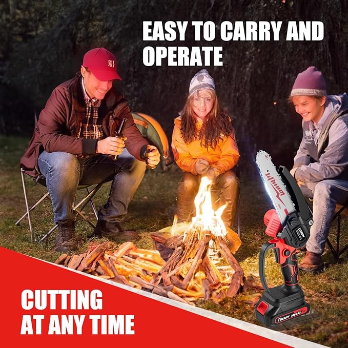 Mini Chainsaw Cordless 6 Inch, Handheld Electric Power Chain Saw with 2 Batteries, Portable Battery Powered Chainsaws for Tree Trimming Wood Cutting, Best Gifts for Dad, Husband,Women