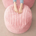HIGOGOGO Round Stuffed Pouf Ottoman, Stripe Faux Fur Poufs with Foam Chunk Filling, Furry and Fluffy Pouf Foot Stool Storage Ottoman, 20 X 15 Floor Poufs Foot Rest for Living Room, Pink