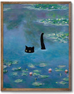XOCUUI Cat Wall Art Monet Prints Vintage Canvas Wall Art Funny Cat in Water Lilies Posters for Room Bedroom Living Room Bathroom Wall Decor Aesthetic (Size: 11''x14'')