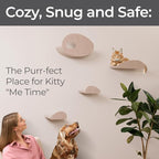 Pryde Pets Wall Mounted Cat Shelves with Facade Covers (Set of 4) 100% Sustainable PET Felt Feline Enrichment Climbing Walkways Furniture with Privacy & Safety, Modern Design for Cats (Oatmeal)