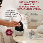 Gusto Nostro White Marble Wine Chiller for Glass and Stainless Steel Tumbler Set of 2 - Freezable Wine Glass Chiller Holder - Cool Set of Chillers and Stemless Metal Wine Tumblers for Home Bar (Black)