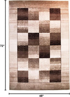 Superior Indoor Non-Slip Area Rug, Rustic Floor Decor, Color Block Rug for Living Room, Bedroom, Office, Kitchen, Dining, Washable Rugs, Foam Back, Lockwood Collection, 4' x 6', Chocolate