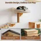 NYEEKOY Cat Wall Shelves, Wood 8-in-1 Cat Wall Furniture Set, Large Cat Shelves for Wall with Scratching Post, Cat Climbing Wall Activity Center for Climb, Play, Rest, and Scratch, Natural Wood