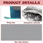 Turquoise Grey Oven Mitts and Pot Holders (4PCS),Teal Modern Art Heat Resistant Non-Slip Silicone Kitchen Gloves for Cooking, Baking, BBQ Waterproof Kitchen Accessories