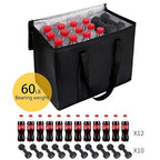 2 pack Additional Bottom Plate Black Insulated Grocery shopping bag , Delivery,pizza,reusable bags, Sturdy zipper,Collapsible,tote,cooler,thermal,Beach,waterproof heavy duty