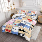 Datura home Dog Comforter Beddding Set for Kids Children,Puppy Pug Cute Dog Pattern Cartoon Career Pet Bedding Set with 1 Comforter and 2 Pillowcases(Dog Queen)
