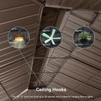 PURPLE LEAF 14' X 24' Outdoor Hardtop Gazebo Patio Wide Aluminum Frame Galvanized Steel Double Roof with Heavy Duty Netting and Curtains for Permanent Hard Top Pavilion Screen,Khaki