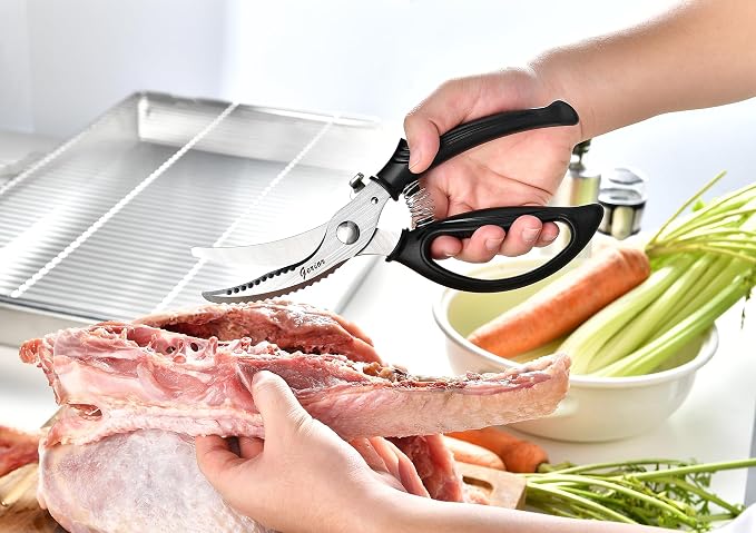Heavy Duty Poultry Shears - Kitchen Scissors for Cutting Chicken, Poultry, Game, Meat - Chopping Vegetable - Spring Loaded