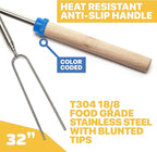 BEARCLAW Smores Sticks for Fire Pit - Accessories for Campfire Marshmallow Roasting Sticks Smores Kit Outdoor-Smore Skewers Hot Dog Fork For Outside, Camping Essentials Bonfire Gear Long 32" 12 Pack