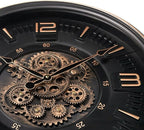 20in Large Real Moving Gears Wall Clock for Living Room, Battery Operated Wall Clocks Decorative Vintage, Home Office Clock, Gift for Family, Friends