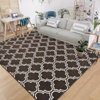 Chicrug Shag Geometric 6x9 Area Rug for Living Room, Large Modern Memory Foam Indoor Carpet, Fluffy Rug for Bedroom Bedside Room Decor for Family Girls Kids Nursery, Brown/White