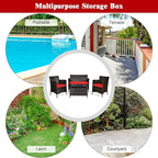 Goplus 4-Piece Rattan Patio Set, Outdoor/Indoor Wicker Conversation Set for Pool, Backyard, Lawn, Wicker Chairs and Sofa with Soft Cushion, Rattan Furniture with Tempered Glass Coffee Table
