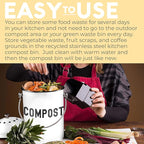 EPICA Countertop Compost Bin Kitchen | 1.3 Gallon | Odorless Composting Bin with Carbon Filters | Indoor Compost Bin with Lid | Stainless Steel Kitchen Composter for Food Scraps & Waste Recycling