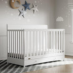 Graco Asheville 4-in-1 Convertible Crib with Drawer (White) – GREENGUARD Gold Certified, Crib with Drawer Combo, Full-Size Nursery Storage Drawer, Converts to Toddler Bed, Daybed and Full-Size Bed