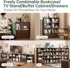 YESWOOD Modular Bookcase Storage Cubes, 100% Solid Rubberwood TV Stand Free Combination, Small Walnut Color Buffet Cabinet for Living Room Bedroom Study