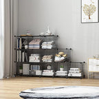 Wolizom Wire Cube Storage, Metal Grids Shelves Bookshelf, Stackable Modular Shelving Organizer, DIY Closet Bookcase Bookshelf, Grid Storage Shelf for Bedroom, Living Room, Office (Black, 12 Cube)